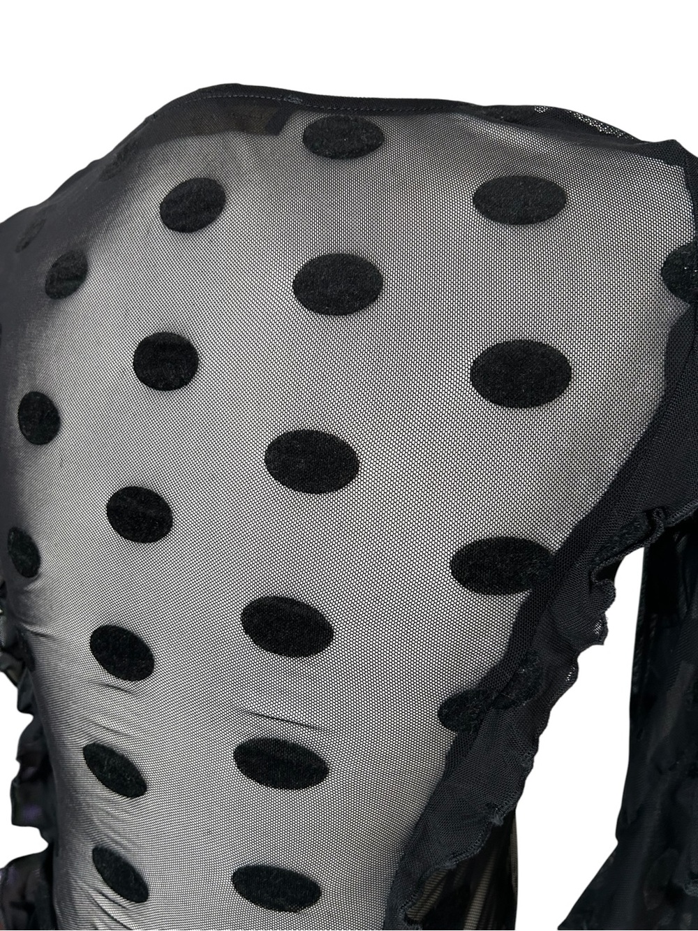 House of Harlow 1960 Eugenia black sheer top - Velvet polka dots - Small - Picture 9 of 9